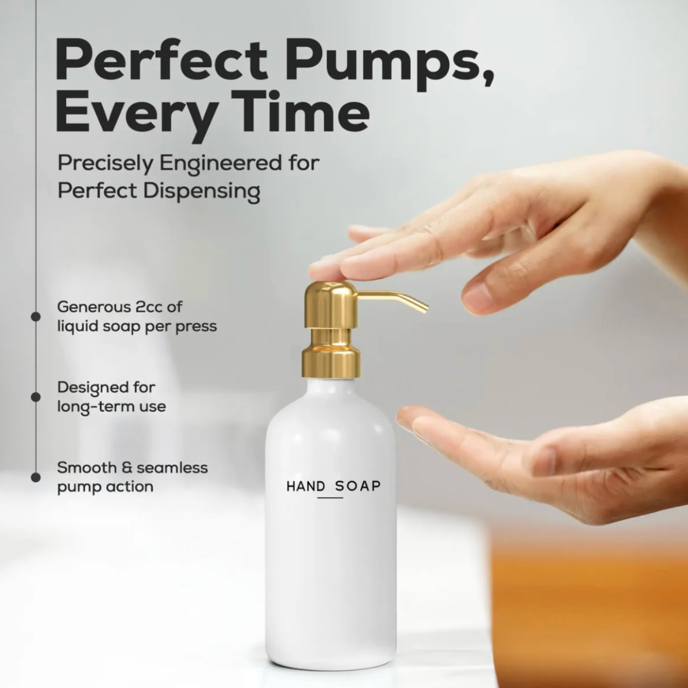 Luxury White Glass Hand & Dish Soap Dispenser Set — Gold-Finish Stainless Steel Pump, Refillable Kitchen Soap Bottles for Modern Home & Bathroom Decor