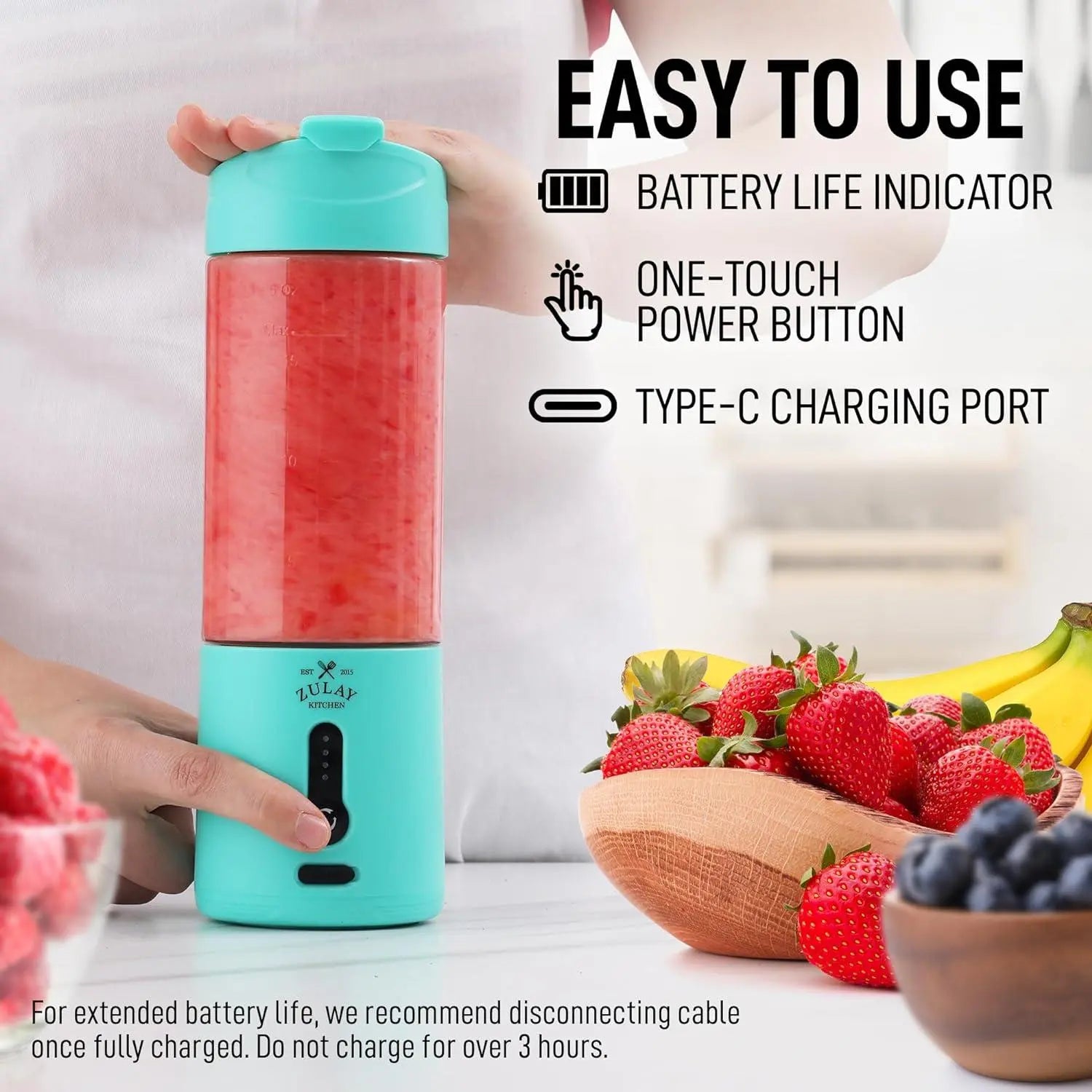 Personal Blender - 18Oz Rechargeable Blender That Crushes Ice