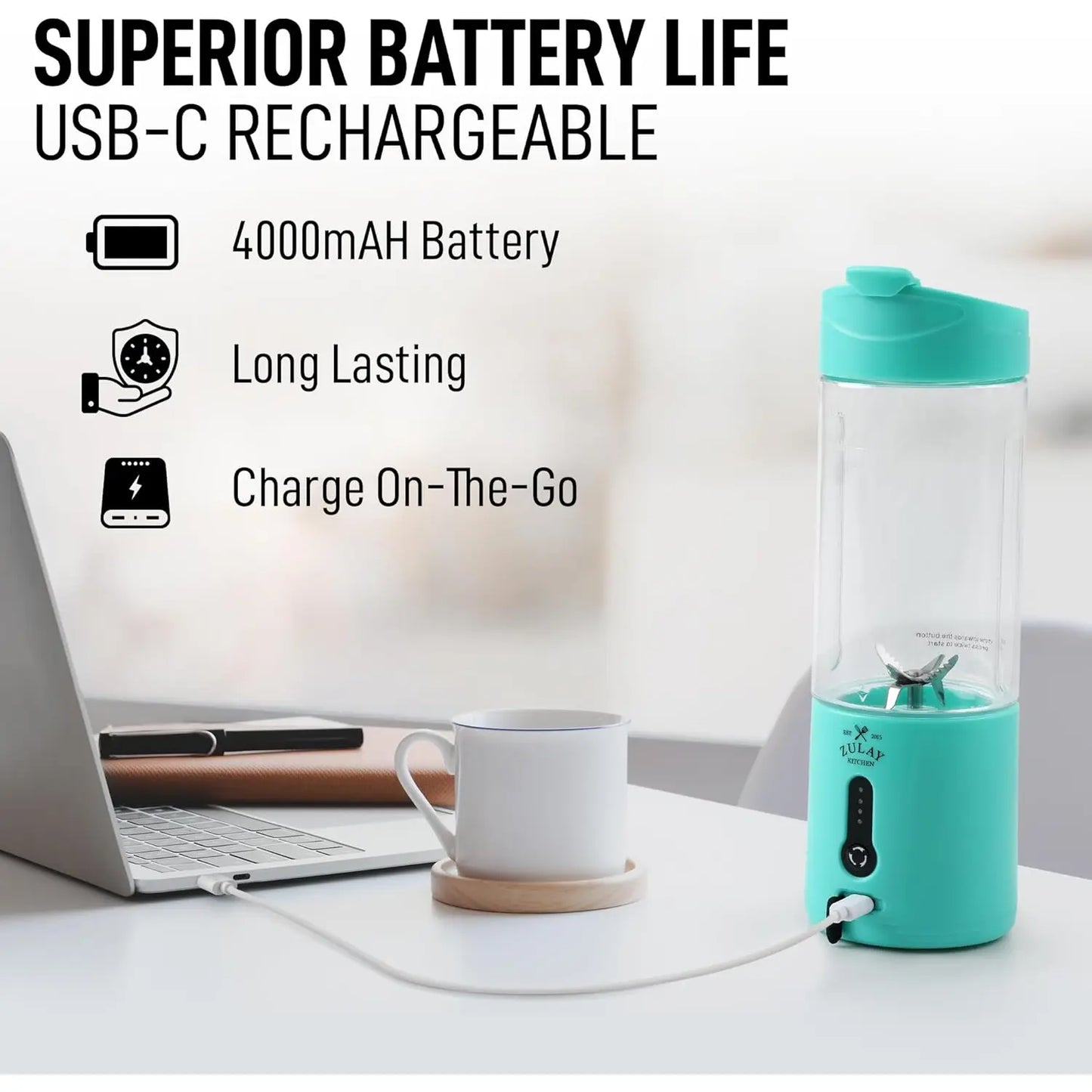 Personal Blender - 18Oz Rechargeable Blender That Crushes Ice