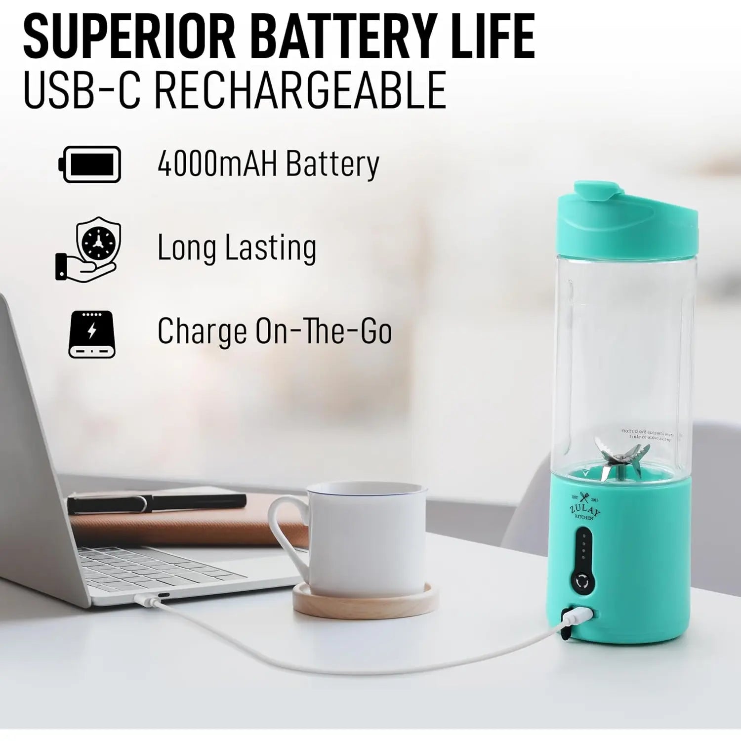 Personal Blender - 18Oz Rechargeable Blender That Crushes Ice